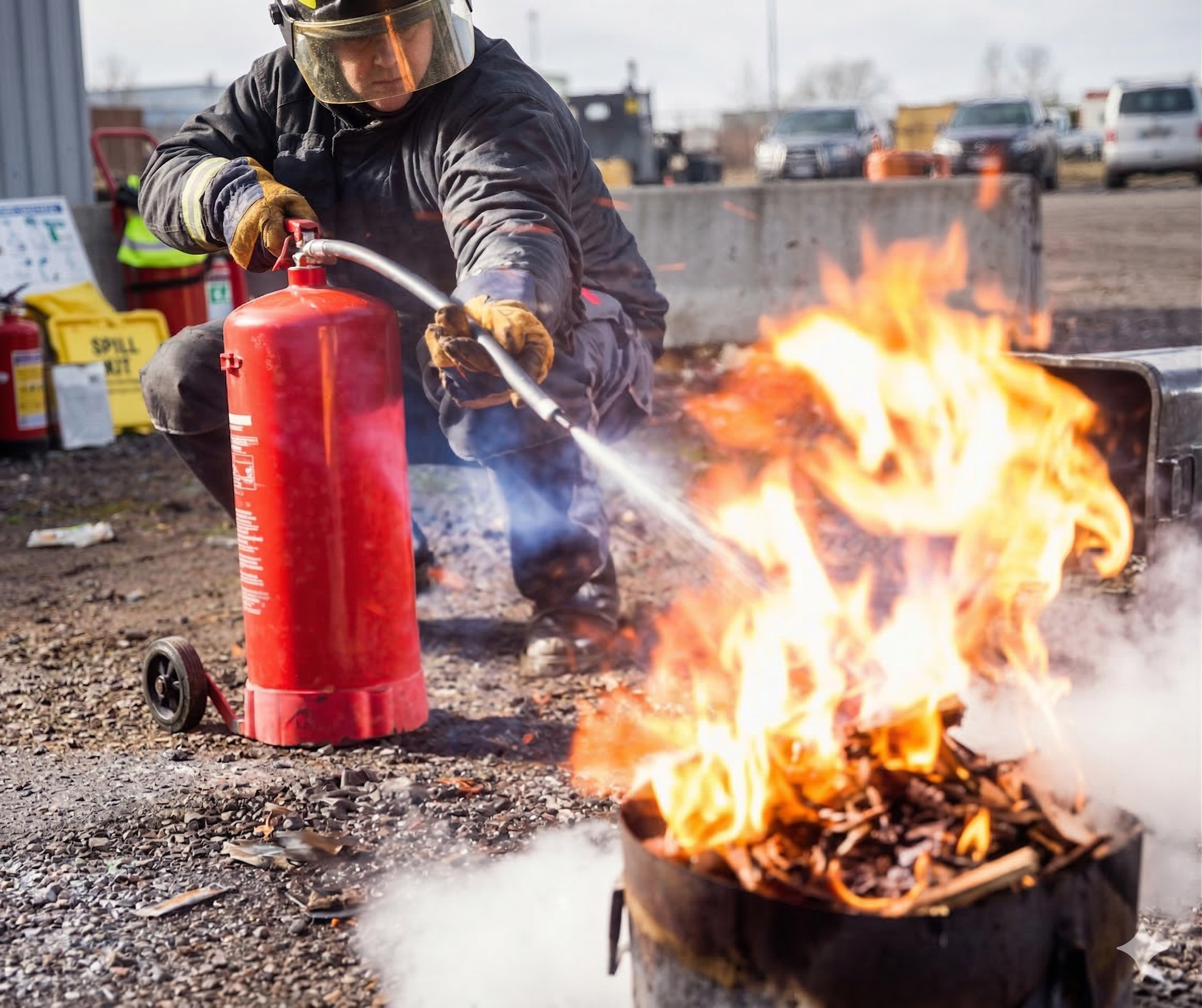 Xử lý sự cố cháy bằng bình cứu hỏa